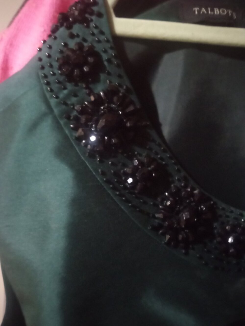 Talbot's beaded forest green top